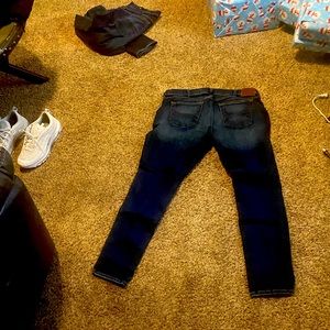 One pairs blue hollister tapered leg jeans 38x34